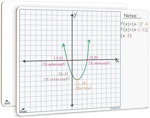 11"x14" Double Sided Dry Erase Graph Grid Whiteboard