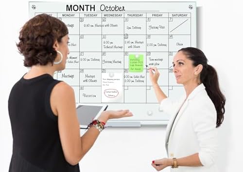 Magnetic Glass Whiteboard Monthly Planner 34”x46”