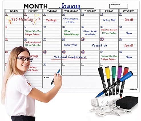 36"x48" Dry Erase Whiteboard Calendar