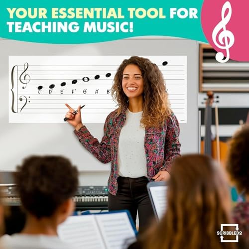 45"x17" Dry Erase Music Staff Lined Magnet