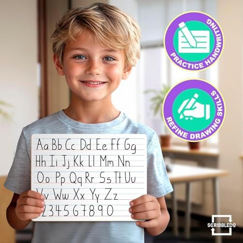 5 Pack Double Sided Lined Dry Erase Boards with Markers and Erasers, 9x12