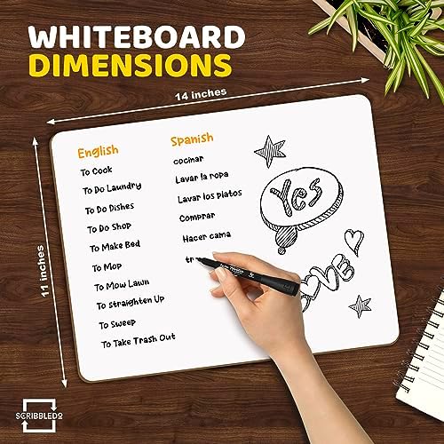 Dry Erase Whiteboard Lapboard 11" x 14" Double Sided