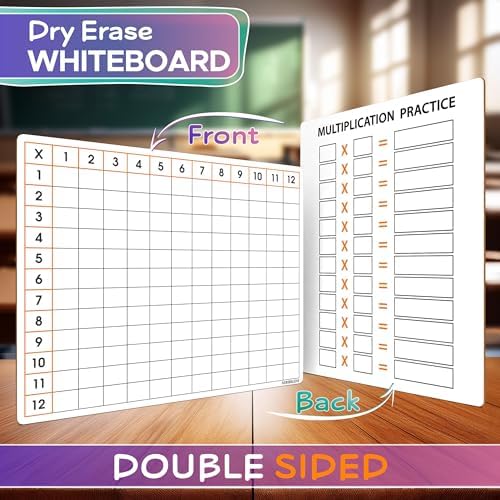 11" x 14" Dry Erase Whiteboard Double Sided Multiplication Chart