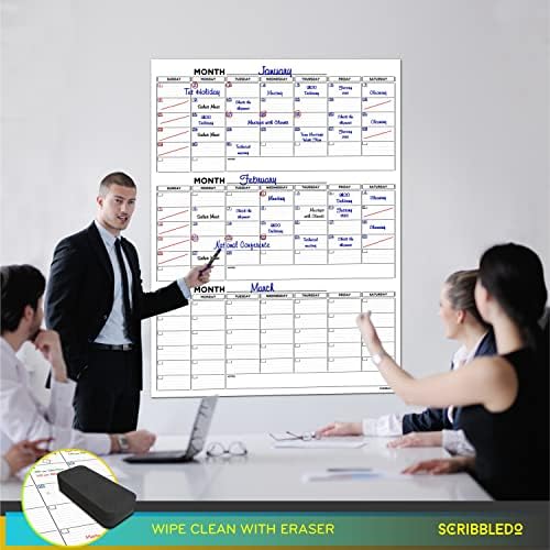 Large 36"x48" Quarterly Dry Erase Wall Calendar