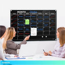 Black 24”x36” Magnetic Glass Whiteboard Undated Monthly Calendar Planner