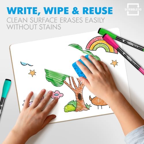 12 Pack 9x12 Inch Double Sided Mini Dry Erase Boards with Erasers