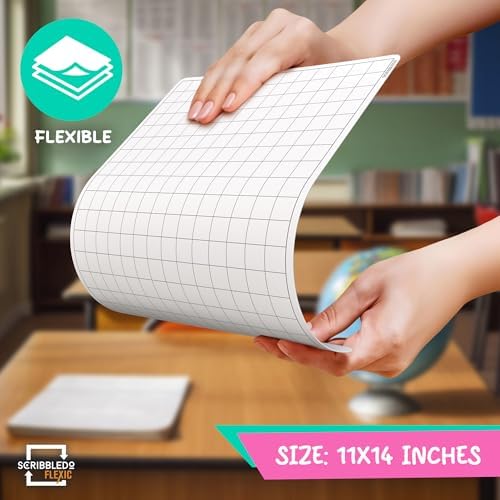 Large Grid Quad Graph Dry Erase Sheets 11"x14" 10 Pack