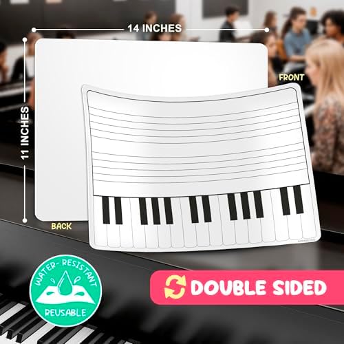 Keyboard Practice Music Staff Dry Erase Sheets 11”x14” 10 Pack