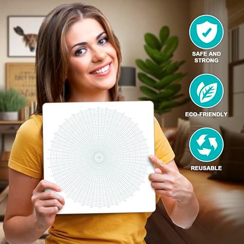 12"x12" Double-Sided Circular & Polar Grid Dry Erase Board