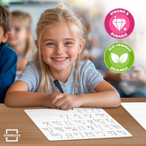 Double Sided Lined Dry Erase Boards 9x12 (10 Pack)