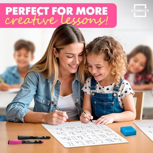 Double Sided Lined Dry Erase Boards 9x12 (10 Pack)
