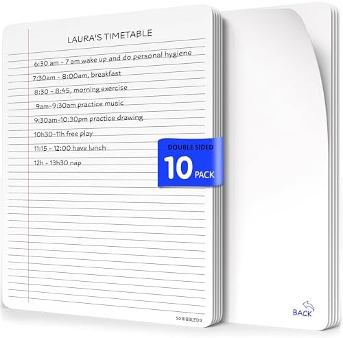 9x12 College Ruled Lined Dry Erase Sheets 10 Pack