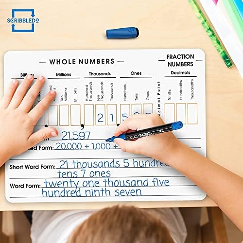 Place Value Board 9" x 12" Double Sided Dry Erase Boards (10 Pack)