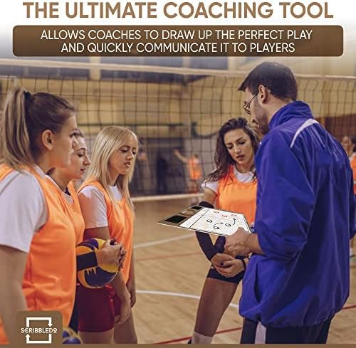 Dry Erase Volleyball Coaching Board 15x10.5” with Rotation Wheel, 2 Markers