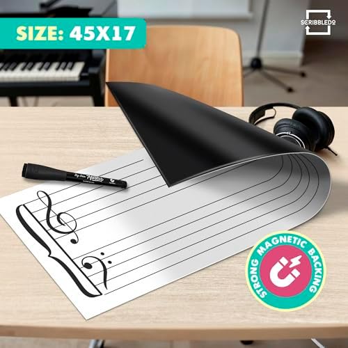 45"x17" Dry Erase Music Staff Lined Magnet