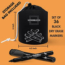 Magnetic Fine Tip Low Odor Black Dry Erase Markers, Eraser Cap (4 Pack)