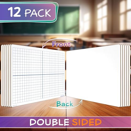 Dry Erase XY Axis Graph Lap Boards 9”x12” Double Sided 12 Pack