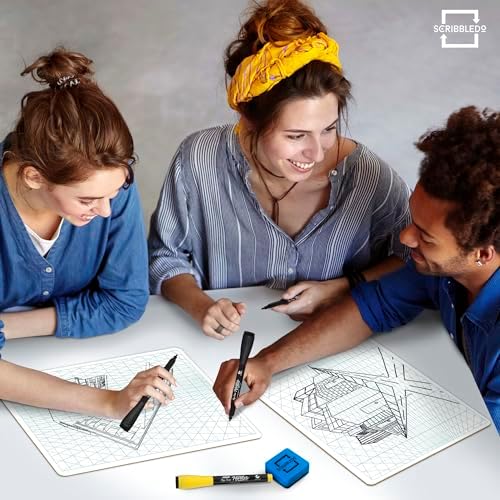 11x14 Double-Sided 2 Point Perspective Grid Dry Erase Board