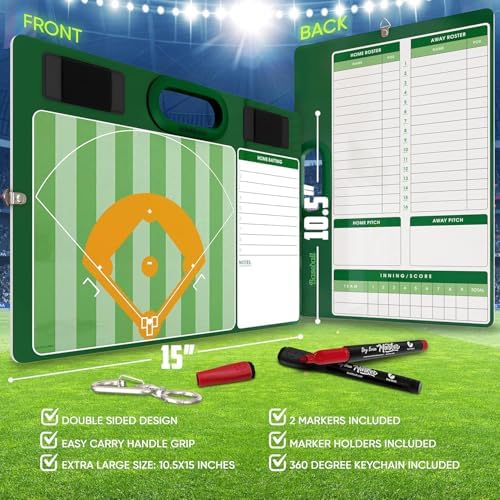 Baseball Dry Erase Lineup Board 15x10.5 Double Sided (2 Markers)