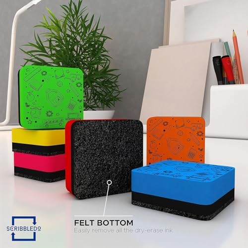 30 Pack Magnetic Whiteboard Erasers Assorted Colors Small