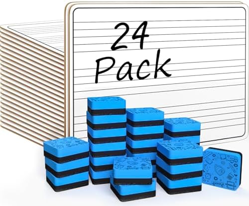 24 Pack Dry Erase Music Staff Whiteboards 9" x 12" Double Sided