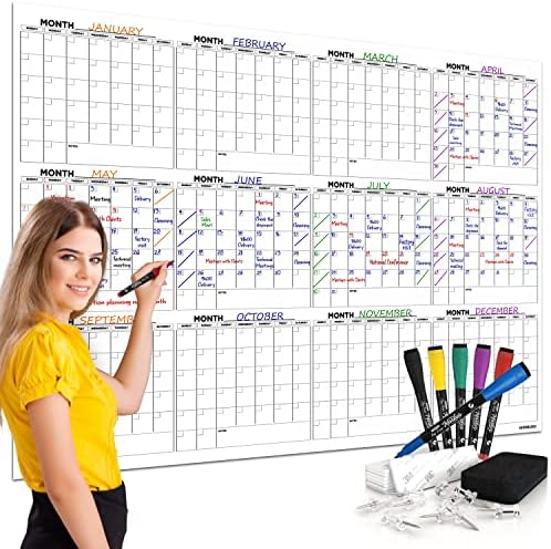 Large 36"x48" White Dry Erase Calendar
