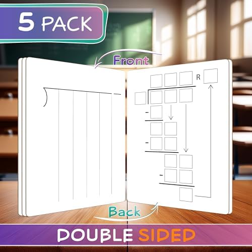 Dry Erase Division Lapboards 9x12 Inch Double Sided (5 Pack)