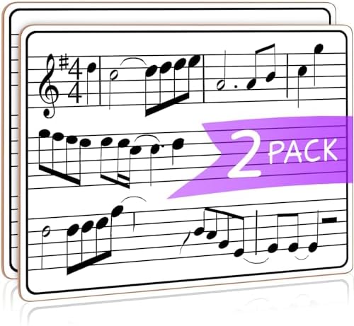 2 Pack Dry Erase Music Staff Lap Whiteboard 9"X12" Double Sided