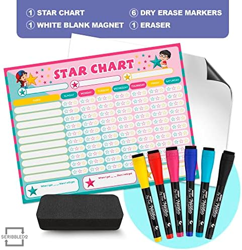 Magnetic Dry Erase Reward Chart 13” X 17” (6 Markers)