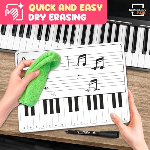 Keyboard Practice Music Staff Dry Erase Sheets 11”x14” 10 Pack