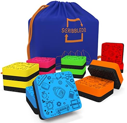 30 Pack Magnetic Whiteboard Erasers Assorted Colors Small