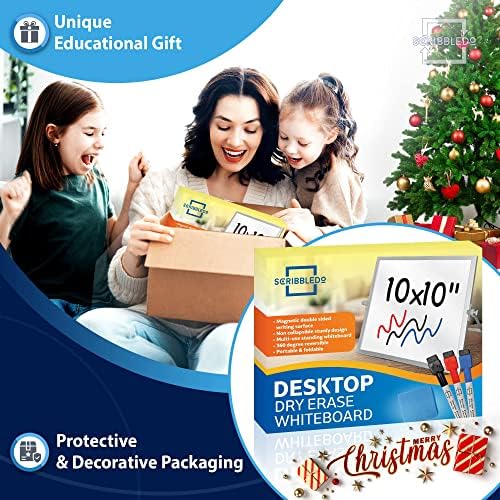 10x10 Inch Portable Double-Sided Magnetic Dry Erase Whiteboard with Stand