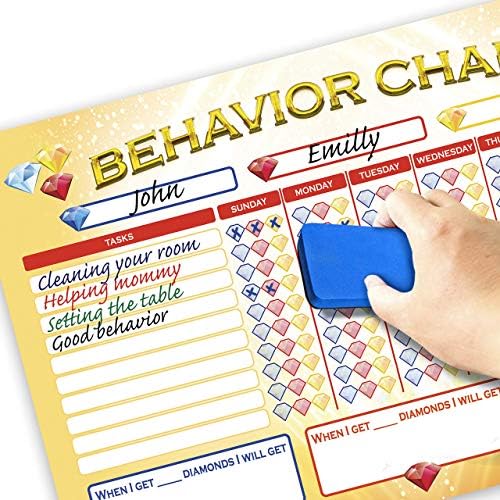 Magnetic Dry Erase Chore Behavior Chart 11"X17" with Markers & Eraser