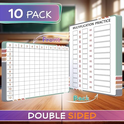 Multiplication Times Table Dry Erase Sheets 9x12 (10 Pack)