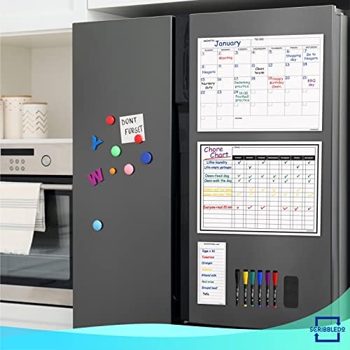 Magnetic Dry Erase Chore Chart Calendar 13x17 (6 Markers Included)