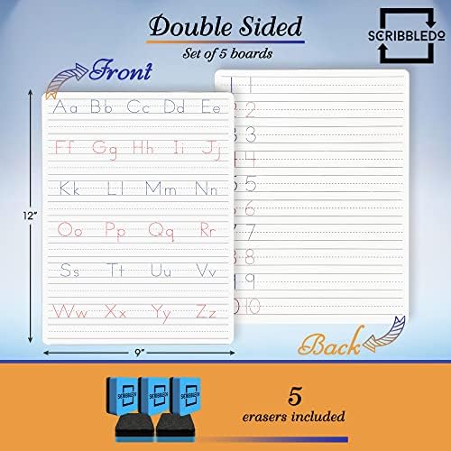 5 Pack Dry Erase Alphabet Tracing Whiteboard 9 x 12 Inch with Cards