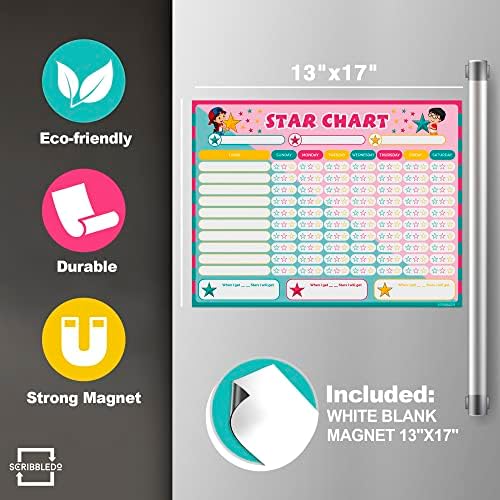 Magnetic Dry Erase Reward Chart 13” X 17” (6 Markers)