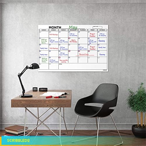 24"x36" Dry Erase Wall Calendar Kit with Markers & Eraser