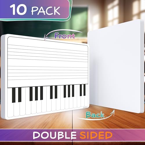 Keyboard Practice Music Staff Dry Erase Sheets 11”x14” 10 Pack
