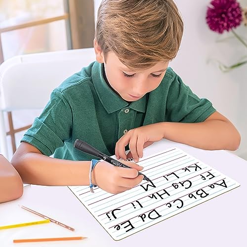 5 Pack Double Sided Lined Dry Erase Boards with Markers and Erasers, 9x12