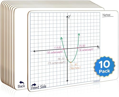 11"x14" Double Sided Graph Dry Erase Whiteboard (10 Pack)