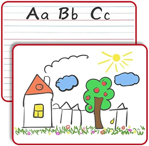 Magnetic Dry Erase Lapboard 9" x 12" Double Sided Ruled & Blank Red Framed