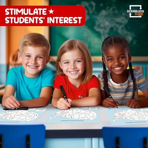 11”x14” Reusable Dry Erase USA Map Sheets, 10 Pack