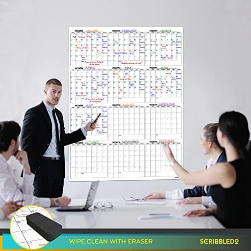36"x48" Yearly Monthly Dry Erase Wall Calendar