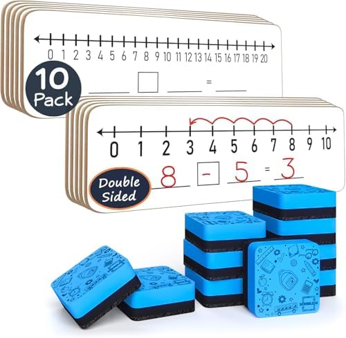 Dry Erase Number Line Boards 4x12 Double Sided 1-10/1-20 (10 Pack)