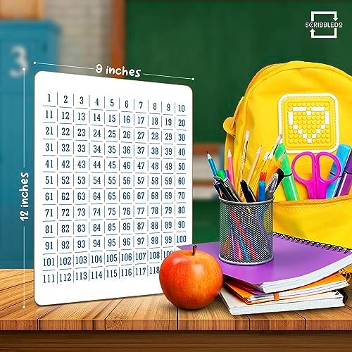 9”x12” Dry Erase 100 Number Chart Whiteboard