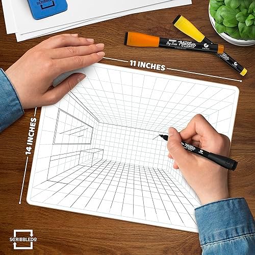 1 Point Perspective Grid 11”x14” Double-Sided Dry Erase Board