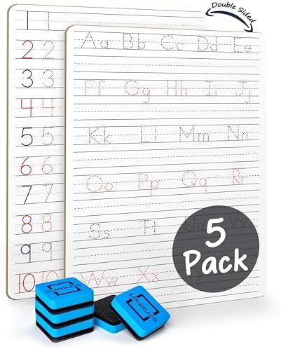 5 Pack Dry Erase Alphabet Tracing Whiteboard 9 x 12 Inch with Cards