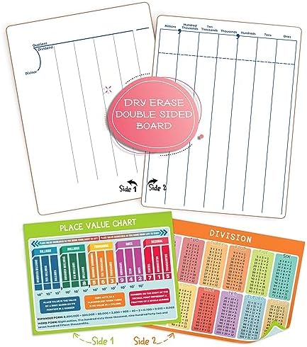 Dry Erase Long Division & Place Value Whiteboard 9 x 12 Inch Double Sided
