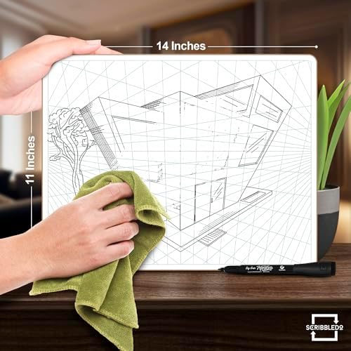 3 Point Perspective Grid 11”x14” Double-Sided Graph Dry Erase Board